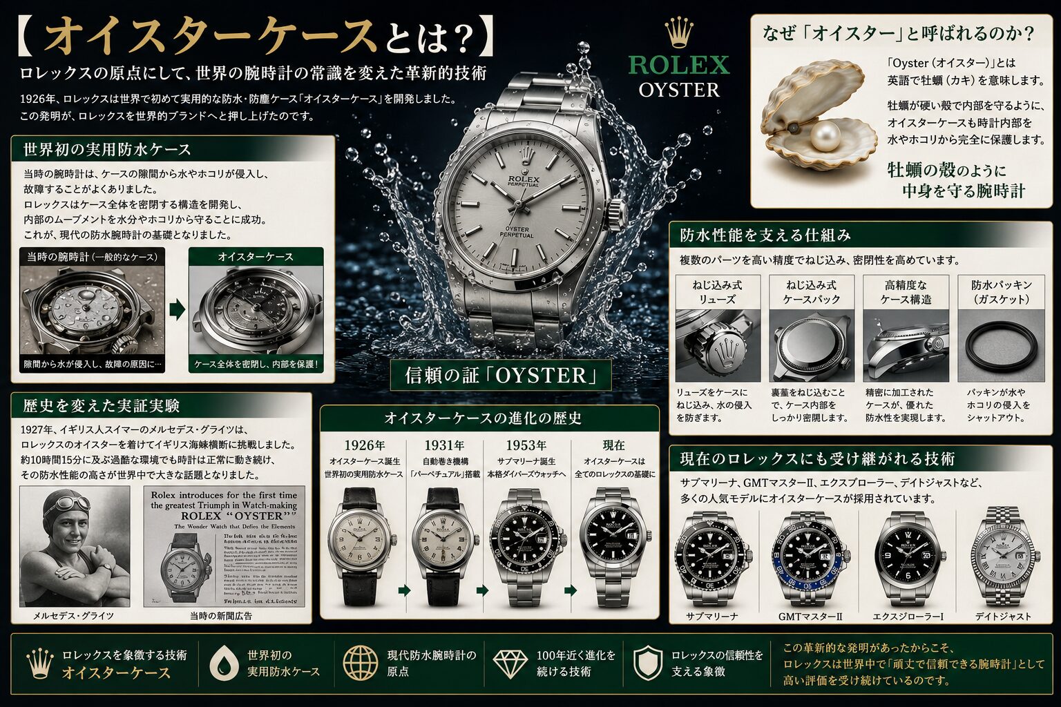 ロレックス「オイスターケース」とは？世界初の実用防水ケースの仕組み